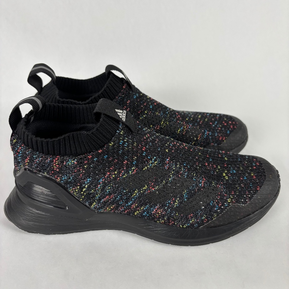 Adidas Men size 5 Sock Knit Black/Colors Sneakers Shoes Athletic Slip Ons